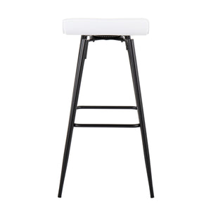 English Elm Ale Modern 30" Fixed-Height Bar Stool Set of 2 with Sleek Black Metal Base and Plush Faux Leather Seat White B116135586
