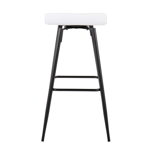 English Elm Ale Modern 30" Fixed-Height Bar Stool Set of 2 with Sleek Black Metal Base and Plush Faux Leather Seat White B116135586
