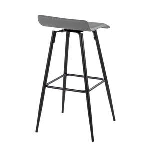 English Elm Ale Modern 30" Fixed-Height Bar Stool Set of 2 with Sleek Black Metal Base and Plush Faux Leather Seat Grey B116135581