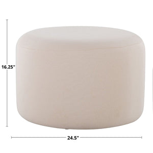 English Elm Large Beige Knitted Pouf Ottoman by LumiSource — Large Round Fabric Footrest, Foam Cushion Comfort B116135814