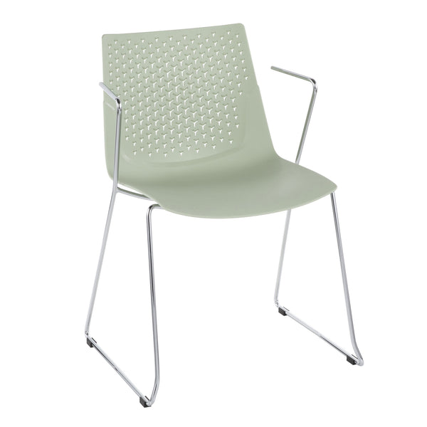 English Elm Matcha Contemporary Chair Set by LumiSource — Sleek Polypropylene Seat with Chrome Base, 2-Piece Green B116135626