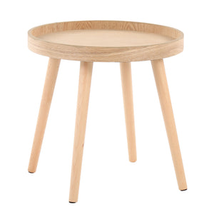 English Elm Pebble Mid-Century Side Table Set, Natural Wood Round Tray Tops, Tapered Legs, Set of 2 (Natural) B116135840