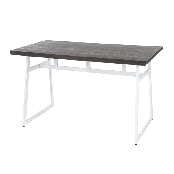 English Elm Geo Industrial Dining Table – Vintage White Metal Frame with Espresso Wood-Pressed Bamboo Top, Seats 4 (54") B116135694