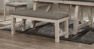 English Elm Cottage Two-Tone Upholstered Dining Bench 48" Chalk Gray Seat Wooden Frame Comfort Seat Durable B011135937