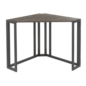 English Elm Roman Industrial Corner Desk - Espresso Bamboo Top & Black Metal Frame, Rustic Space-Saving Design B116135762