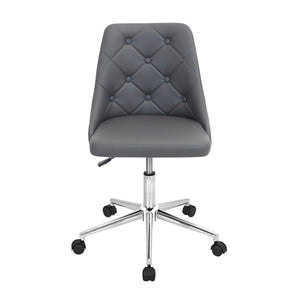 English Elm Marche Grey Faux Leather Office Chair — Adjustable Height, 360° Swivel, Button Tufted Backrest, Chrome Base B116135732
