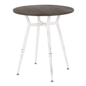 English Elm Clara Industrial Round Dinette Table – Vintage White Metal Base, Espresso Bamboo Top, Seats Four Comfortably B116135689