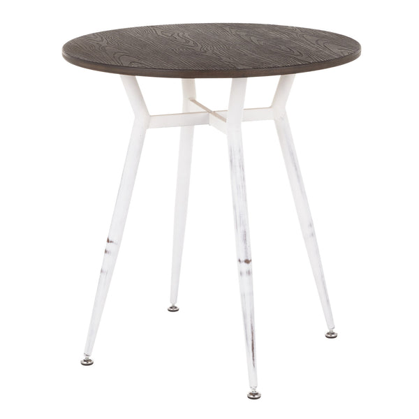 English Elm Clara Industrial Round Dinette Table – Vintage White Metal Base, Espresso Bamboo Top, Seats Four Comfortably B116135689
