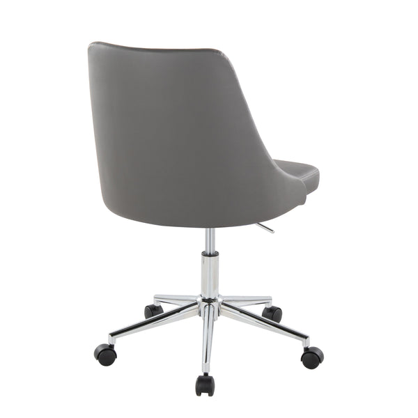 English Elm Marche Contemporary Swivel Task Chair In Grey Faux Leather With Chrome Base For Ultimate Comfort B116135737