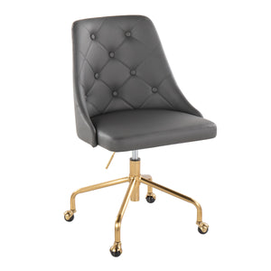 English Elm Marche Grey Faux Leather Office Chair with Gold Casters — Adjustable Swivel PU Upholstery Comfort B116135740