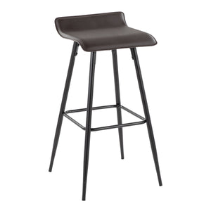 English Elm Ale Modern 30" Fixed-Height Bar Stool Set of 2 with Sleek Black Metal Base and Plush Faux Leather Seat Brown B116135582