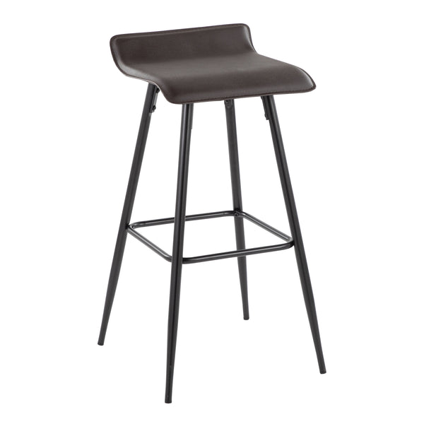 English Elm Ale Modern 30" Fixed-Height Bar Stool Set of 2 with Sleek Black Metal Base and Plush Faux Leather Seat Brown B116135582