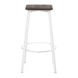 English Elm Clara Industrial Square Barstools - Vintage White Metal & Espresso Bamboo, Set Of 2 For Chic Spaces B116135584