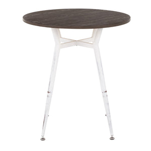 English Elm Clara Industrial Round Dinette Table – Vintage White Metal Base, Espresso Bamboo Top, Seats Four Comfortably B116135689