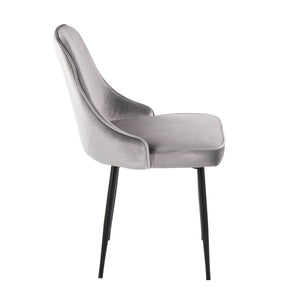 English Elm Marcel Modern Dining Chairs Set Of 2 - Elegant Silver Velvet Upholstered With Sturdy Black Frame B116135677