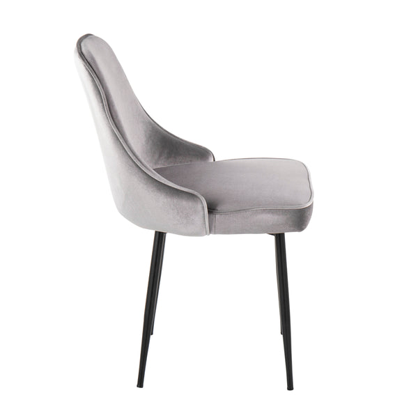 English Elm Marcel Modern Dining Chairs Set Of 2 - Elegant Silver Velvet Upholstered With Sturdy Black Frame B116135677