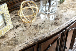 English Elm 1pc Nightstand Elegant Brown Cherry Solid Wood 2-Drawer Traditional Marble Top Felt-Lined Drawer B011135533