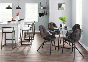 English Elm Wired Modern Dining Chair with Black Metal Frame and Plush Faux Leather Cushions - Set of 2 Espresso B116135656