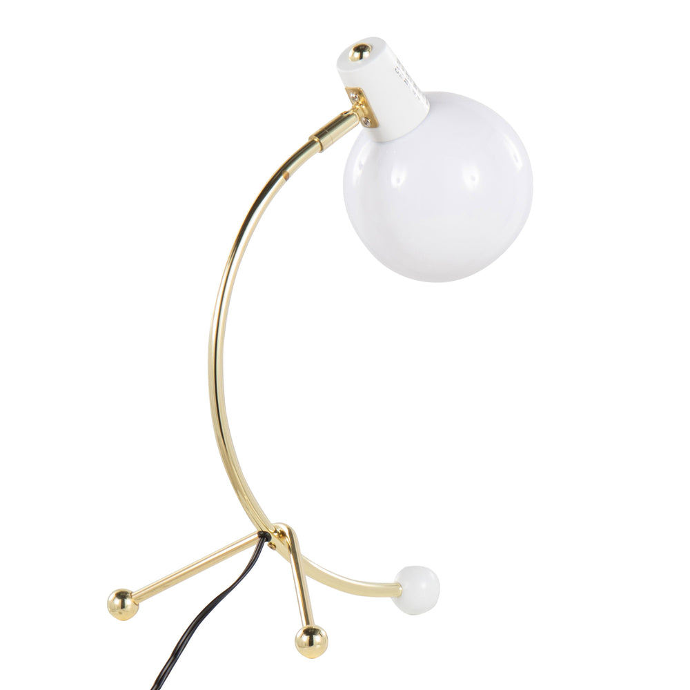 English Elm Eileen Gold Task Lamp with Adjustable Neck and Round White Shade – Contemporary Metal Desk Light B116135714