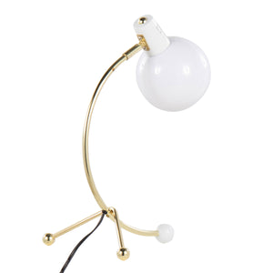 English Elm Eileen Gold Task Lamp with Adjustable Neck and Round White Shade – Contemporary Metal Desk Light B116135714