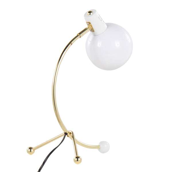 English Elm Eileen Gold Task Lamp with Adjustable Neck and Round White Shade – Contemporary Metal Desk Light B116135714
