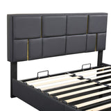 English Elm Queen Size Upholstered Platform Bed With Hydraulic Storage System,No Box Spring Needed,Black