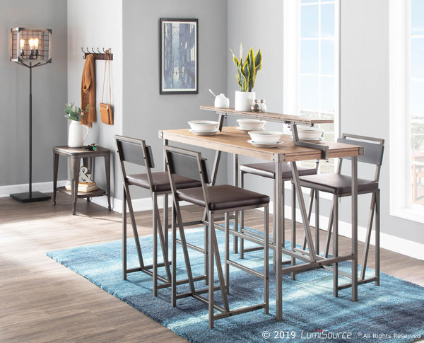 English Elm Gia Industrial Counter Table - Antique Metal Frame & Brown Bamboo Top For Stylish Small Spaces B116135662