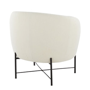 English Elm Chloe Modern Accent Chair White Sherpa Upholstery with Cushioned Seat and Black Metal Frame, Sleek Rounded Backrest — Contemporary Comfort B116135637