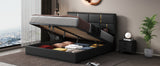 English Elm Queen Size Upholstered Platform Bed With Hydraulic Storage System,No Box Spring Needed,Black