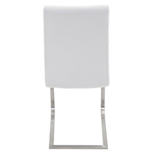 English Elm Foster Upholstered Dining Chair Set of 2 with Padded PU Seats and Sleek Metal Base for Modern Homes White B116135666