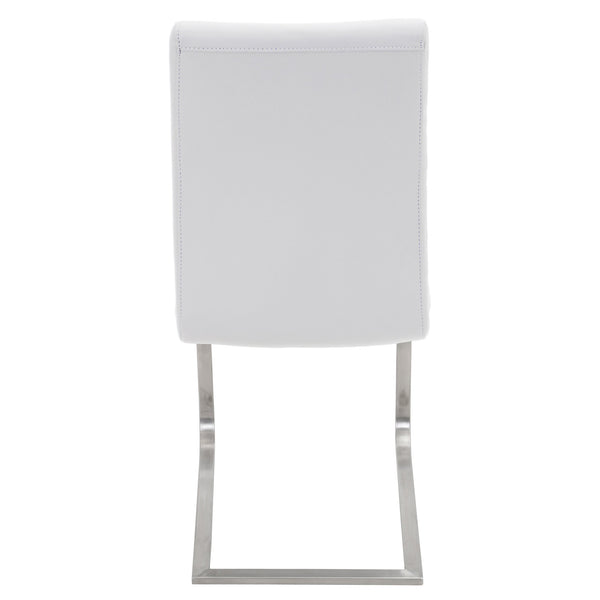 English Elm Foster Upholstered Dining Chair Set of 2 with Padded PU Seats and Sleek Metal Base for Modern Homes White B116135666