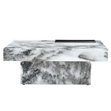 English Elm A Modern and Practical Coffee Table, Black and White In Imitation Marble Pattern, Made Of Mdf Material. The Fusion Of Elegance and Natural Fashion 31.4"* 31.4"* 12 "