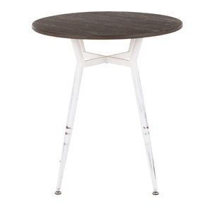 English Elm Clara Industrial Round Dinette Table – Vintage White Metal Base, Espresso Bamboo Top, Seats Four Comfortably B116135689