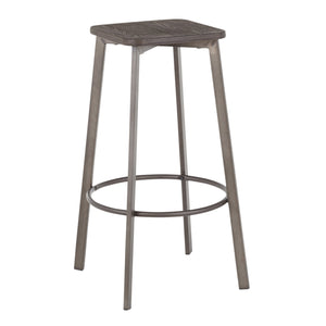English Elm Clara Industrial Square Barstool Set Of 2 - Antique Metal & Espresso Bamboo - Stylish Comfort For Any Space B116135583
