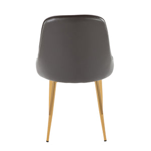 English Elm Marcel Glam Dining Chairs Set Of 2 - Chic Grey Faux Leather & Gold Frame For Modern Elegance B116135670