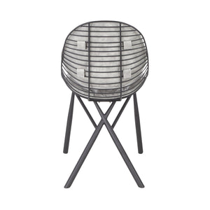 English Elm Wired Modern Dining Chair with Black Metal Frame and Plush Faux Leather Cushions - Set of 2 Grey B116135657