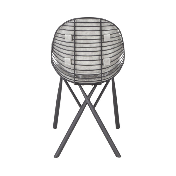 English Elm Wired Modern Dining Chair with Black Metal Frame and Plush Faux Leather Cushions - Set of 2 Grey B116135657