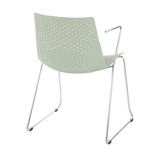 English Elm Matcha Contemporary Chair Set by LumiSource — Sleek Polypropylene Seat with Chrome Base, 2-Piece Green B116135626