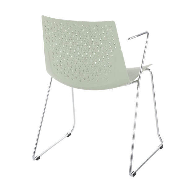 English Elm Matcha Contemporary Chair Set by LumiSource — Sleek Polypropylene Seat with Chrome Base, 2-Piece Green B116135626