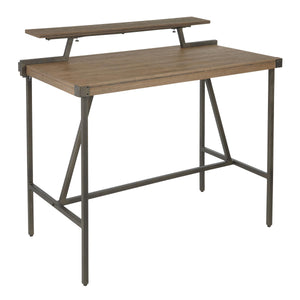 English Elm Gia Industrial Counter Table - Antique Metal Frame & Brown Bamboo Top For Stylish Small Spaces B116135662