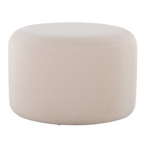 English Elm Large Beige Knitted Pouf Ottoman by LumiSource — Large Round Fabric Footrest, Foam Cushion Comfort B116135814