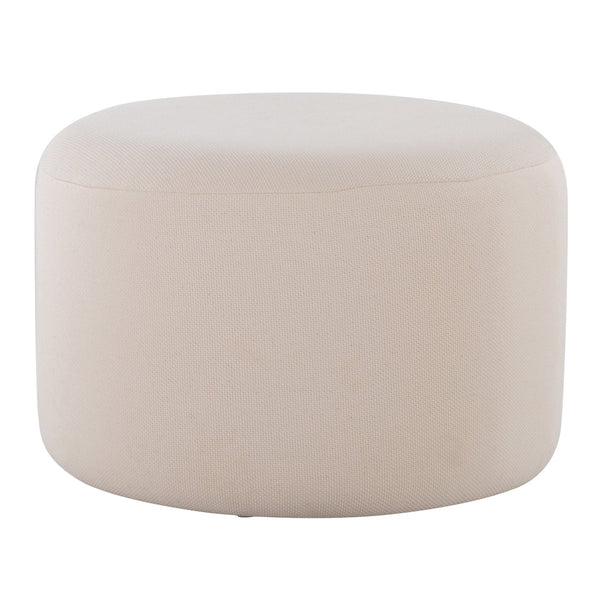 English Elm Large Beige Knitted Pouf Ottoman by LumiSource — Large Round Fabric Footrest, Foam Cushion Comfort B116135814