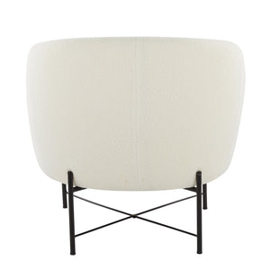 English Elm Chloe Modern Accent Chair White Sherpa Upholstery with Cushioned Seat and Black Metal Frame, Sleek Rounded Backrest — Contemporary Comfort B116135637