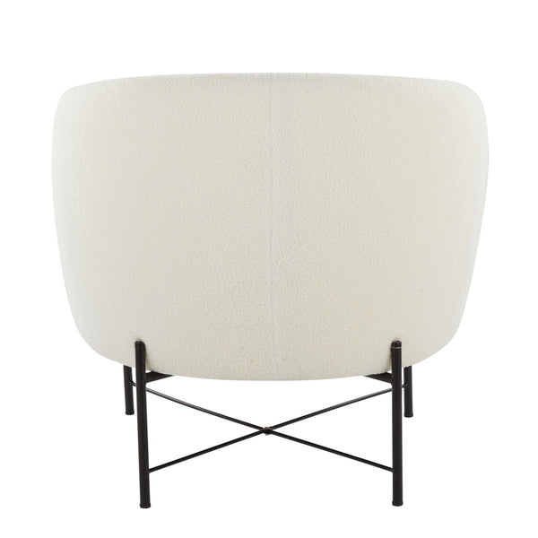 English Elm Chloe Modern Accent Chair White Sherpa Upholstery with Cushioned Seat and Black Metal Frame, Sleek Rounded Backrest — Contemporary Comfort B116135637