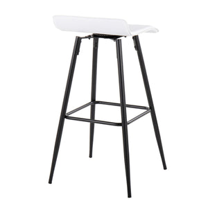 English Elm Ale Modern 30" Fixed-Height Bar Stool Set of 2 with Sleek Black Metal Base and Plush Faux Leather Seat White B116135586