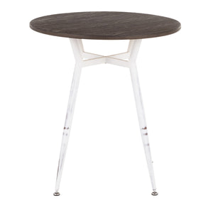 English Elm Clara Industrial Round Dinette Table – Vintage White Metal Base, Espresso Bamboo Top, Seats Four Comfortably B116135689