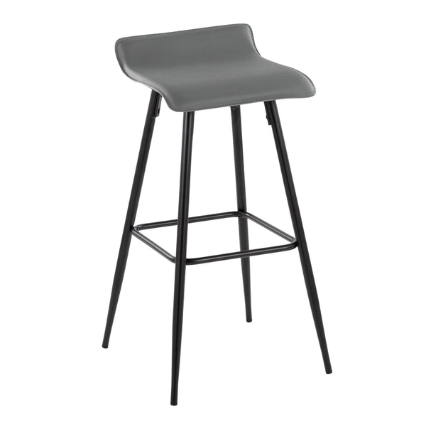 English Elm Ale Modern 30" Fixed-Height Bar Stool Set of 2 with Sleek Black Metal Base and Plush Faux Leather Seat Grey B116135581