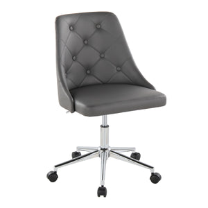 English Elm Marche Contemporary Swivel Task Chair In Grey Faux Leather With Chrome Base For Ultimate Comfort B116135737