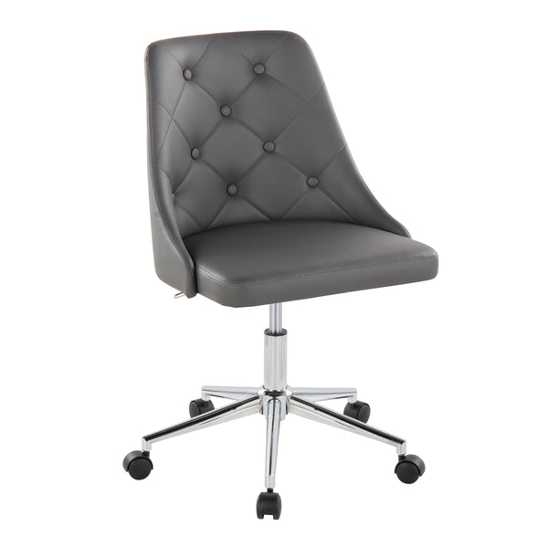 English Elm Marche Contemporary Swivel Task Chair In Grey Faux Leather With Chrome Base For Ultimate Comfort B116135737