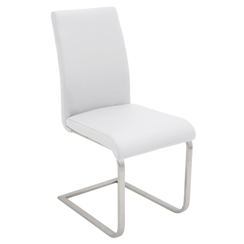 English Elm Foster Upholstered Dining Chair Set of 2 with Padded PU Seats and Sleek Metal Base for Modern Homes White B116135666